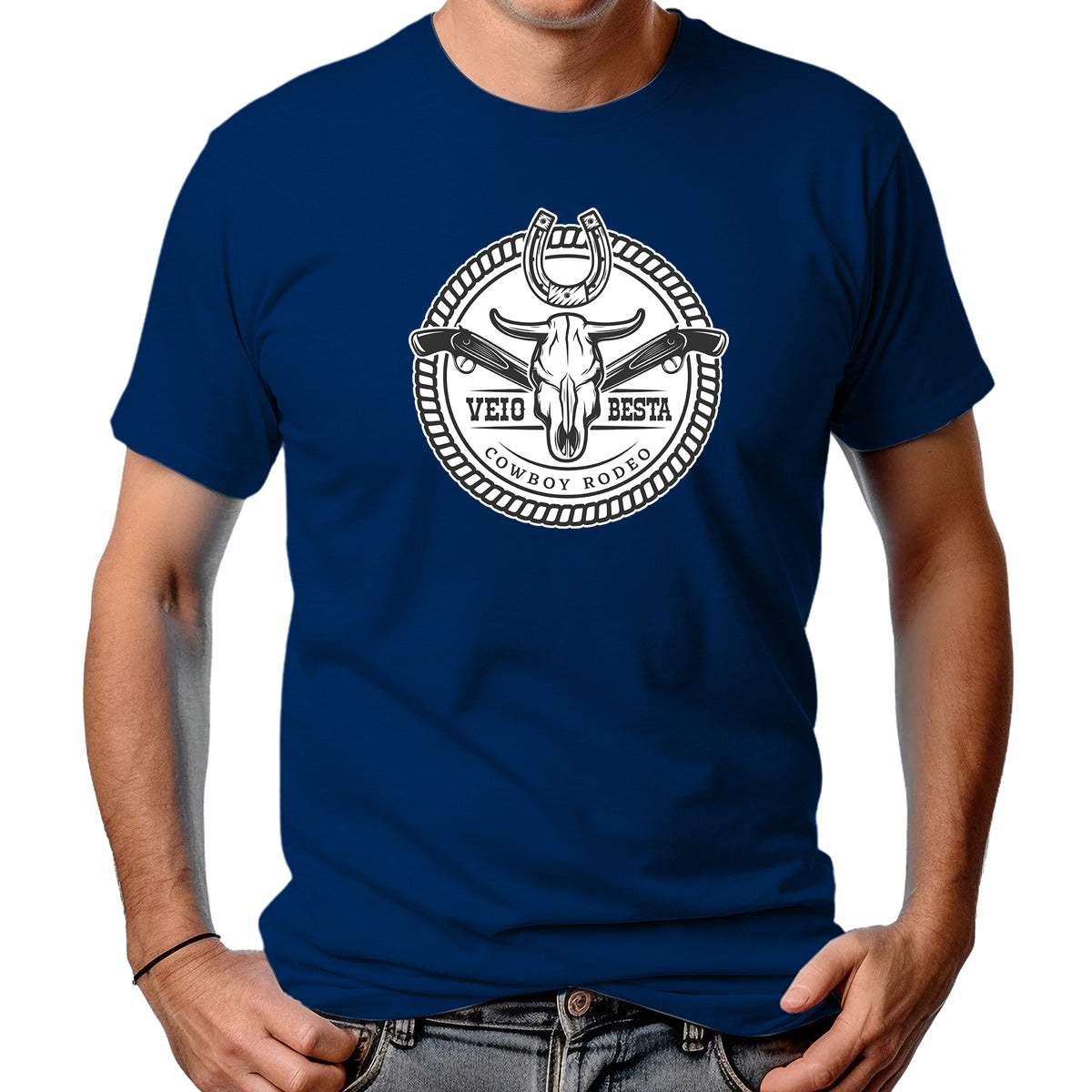 CAMISETA MASCULINA CAVEIRA COWBOY RODEIO