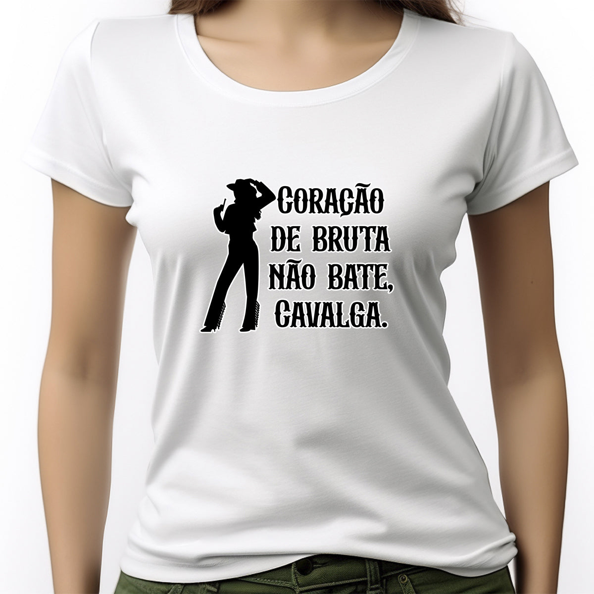 CAMISETA FEMININA NÃO BATE CAVALGA