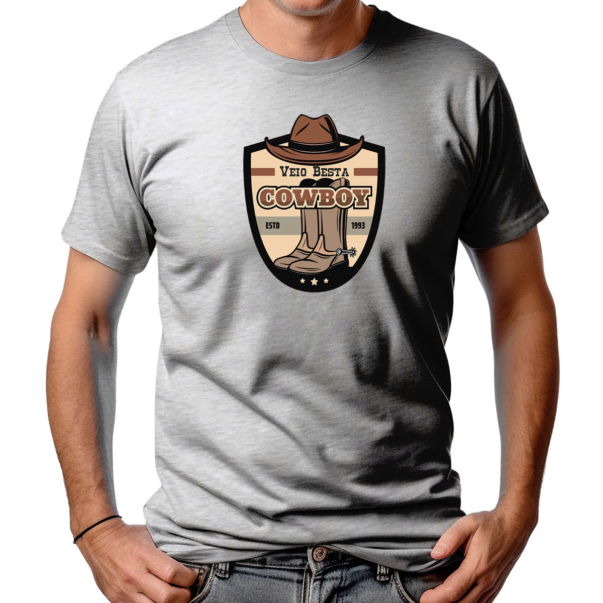 CAMISETA MASCULINA VEIO BESTA COWBOY