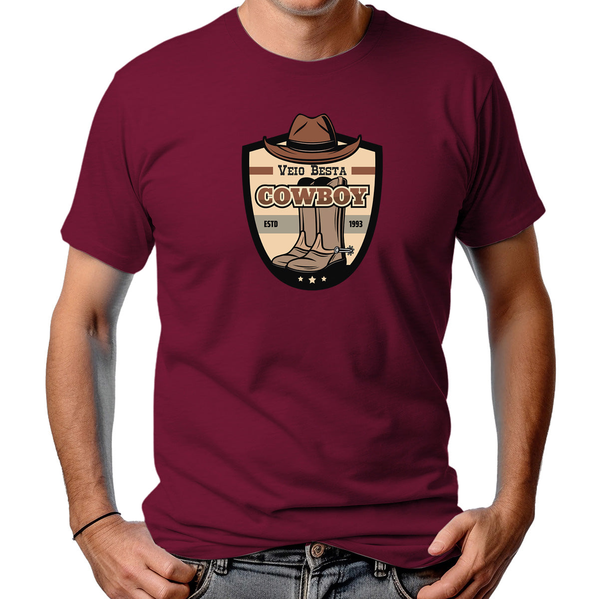 CAMISETA MASCULINA VEIO BESTA COWBOY