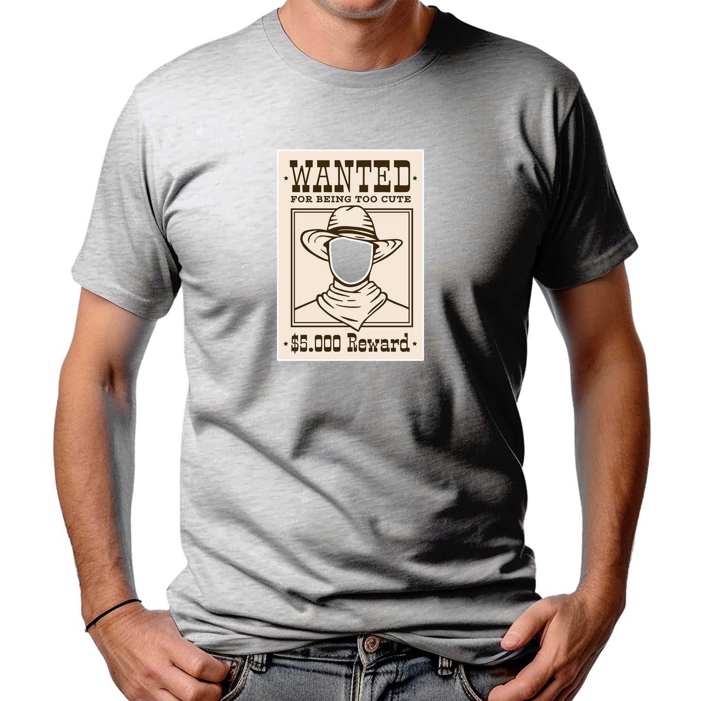 CAMISETA MASCULINA WANTED TOO CUTE
