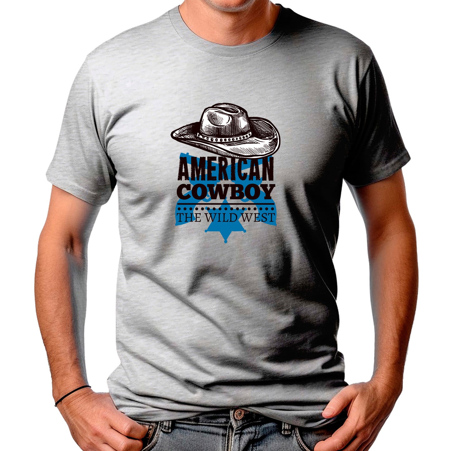CAMISETA MASCULINA WILD WEST AMERICAN COWBOY