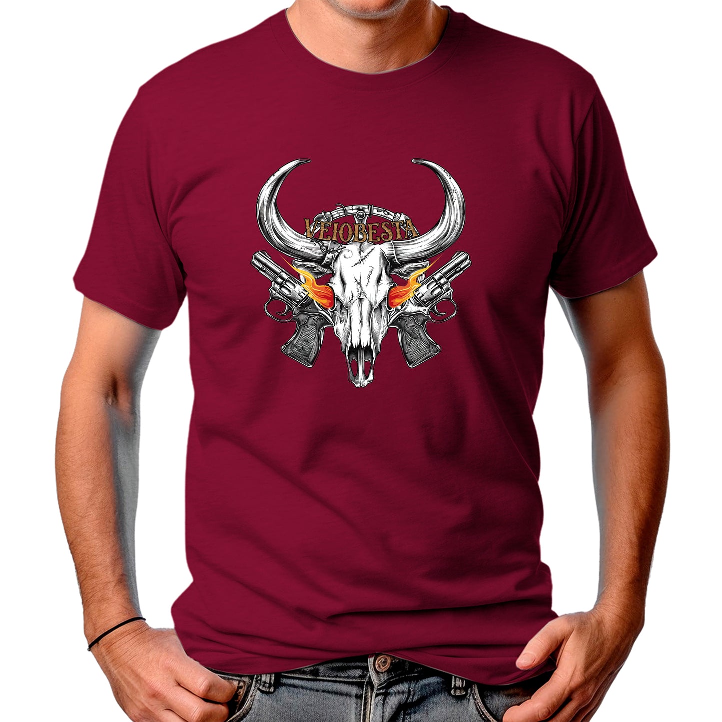 CAMISETA MASCULINA SKULL FLAMING EYES