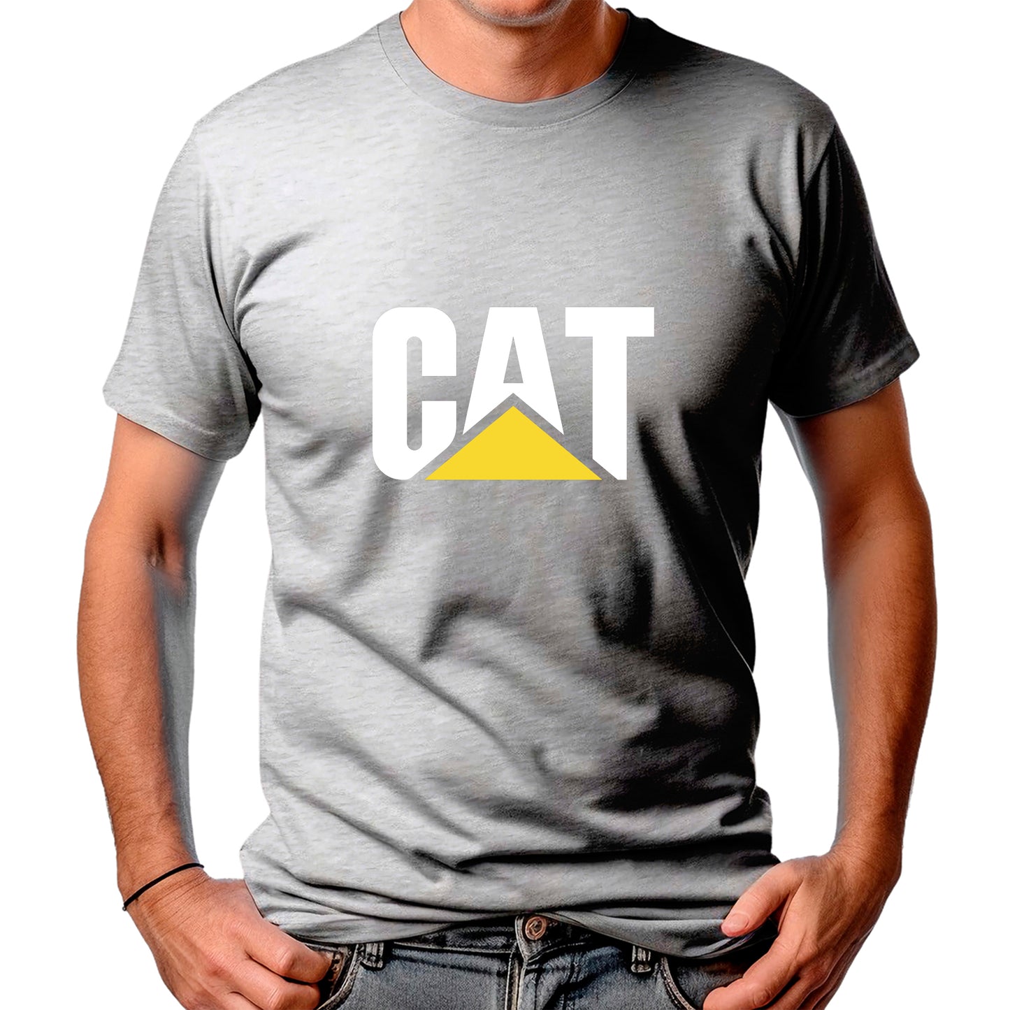 CAMISETA MASCULINA CAT BRANCO