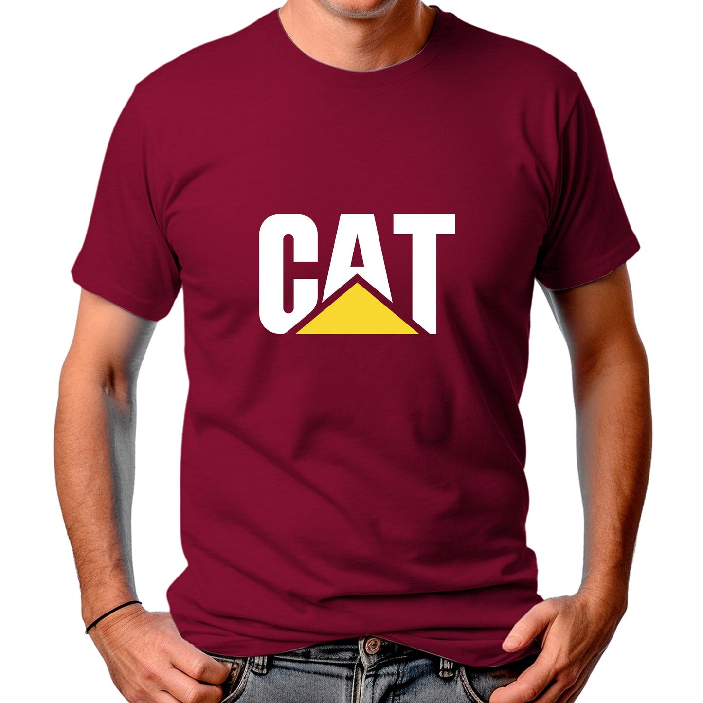 CAMISETA MASCULINA CAT BRANCO