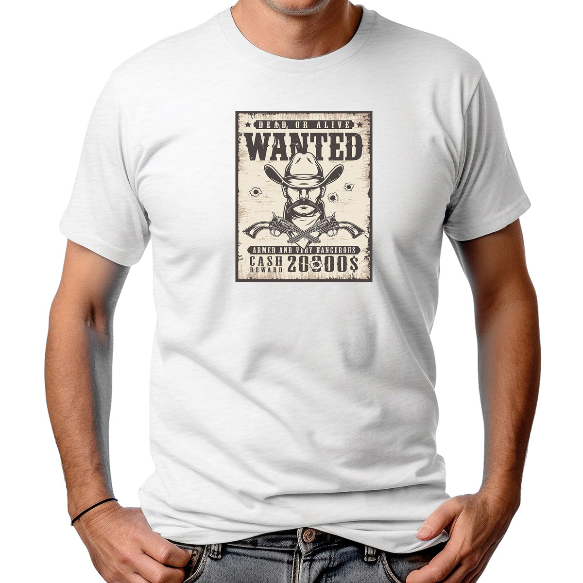 CAMISETA MASCULINA WANTED DUAL GUN