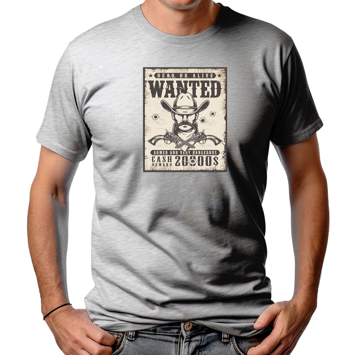 CAMISETA MASCULINA WANTED DUAL GUN