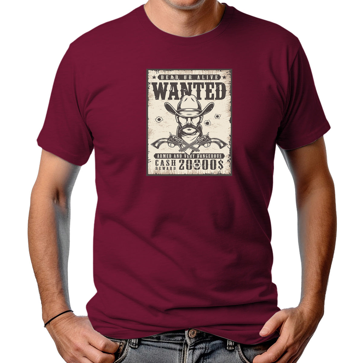 CAMISETA MASCULINA WANTED DUAL GUN