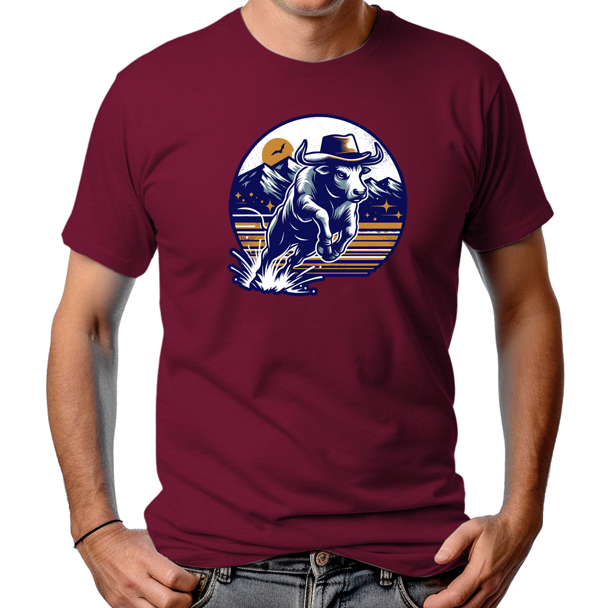CAMISETA MASCULINA BULL W/ HATS