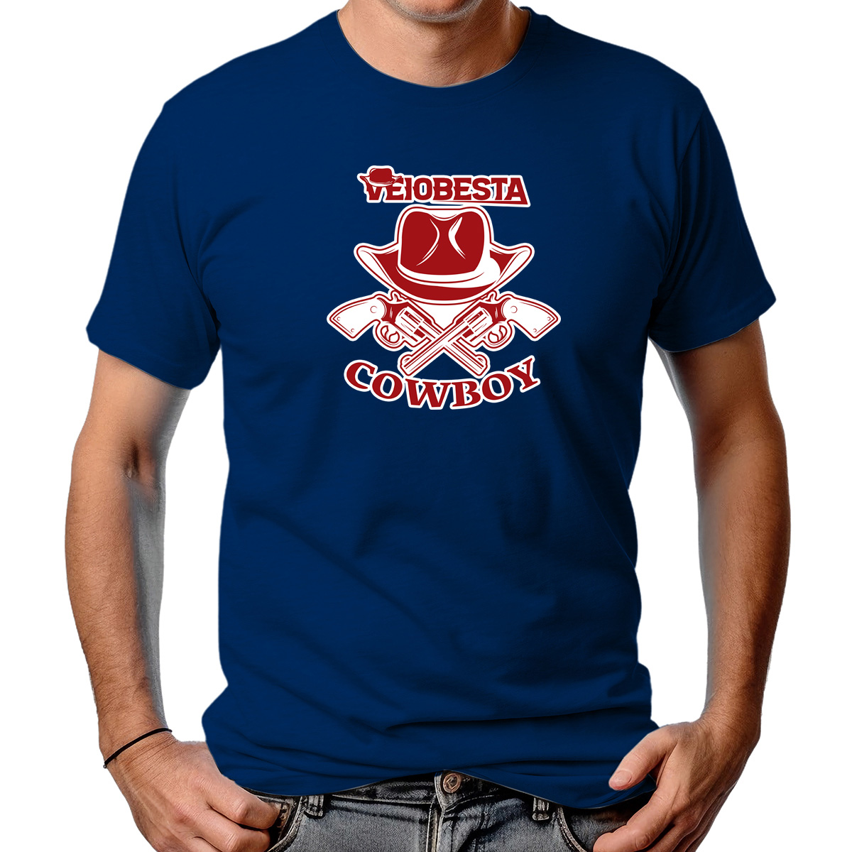 CAMISETA MASCULINA VEIOBESTA COWBOY GUN