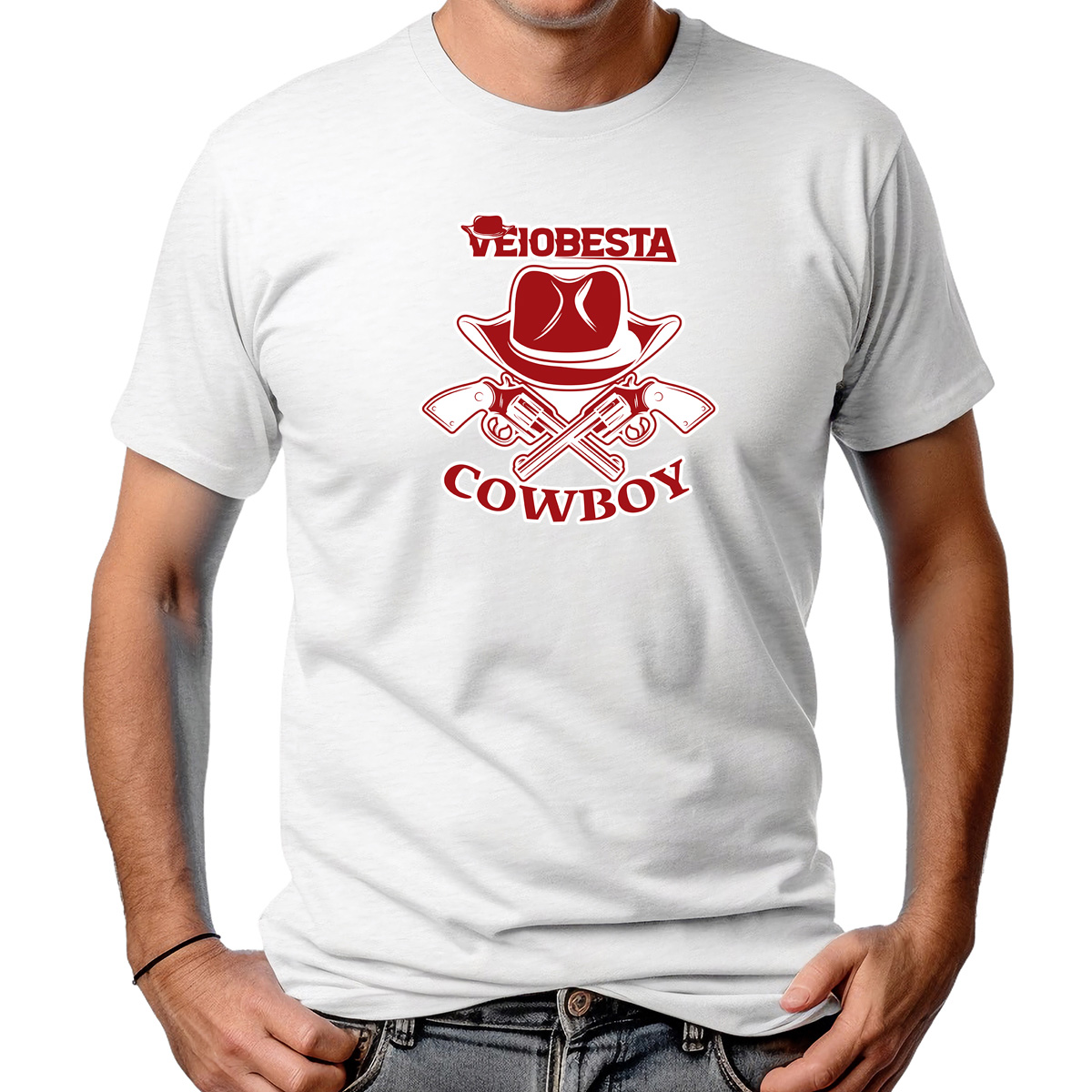 CAMISETA MASCULINA VEIOBESTA COWBOY GUN