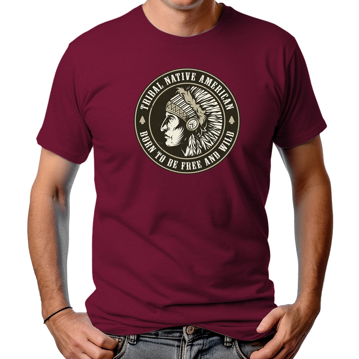 CAMISETA MASCULINA BORN TO BE FREE AND WILD