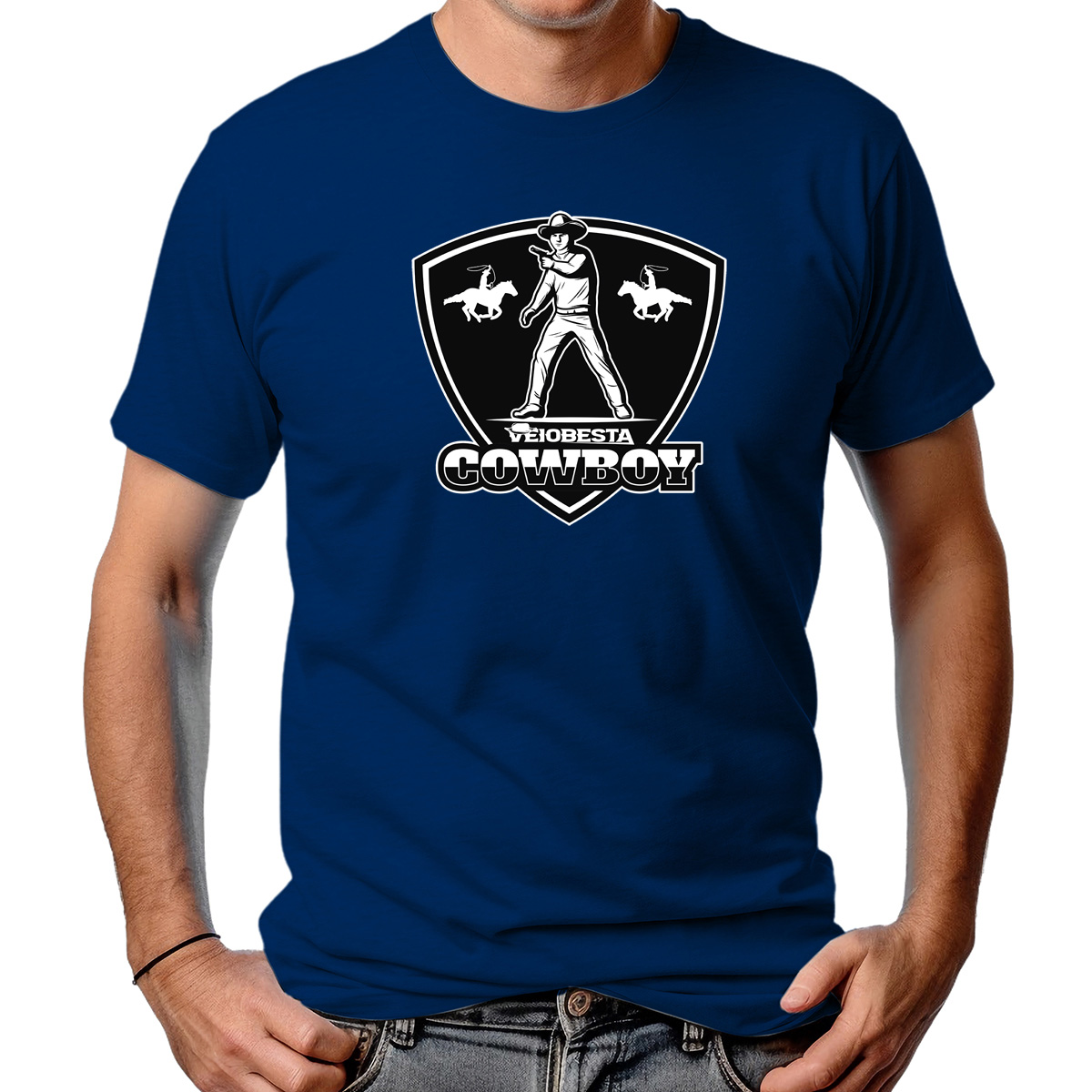 CAMISETA MASCULINA VEIOBESTA COWBOY BLACK