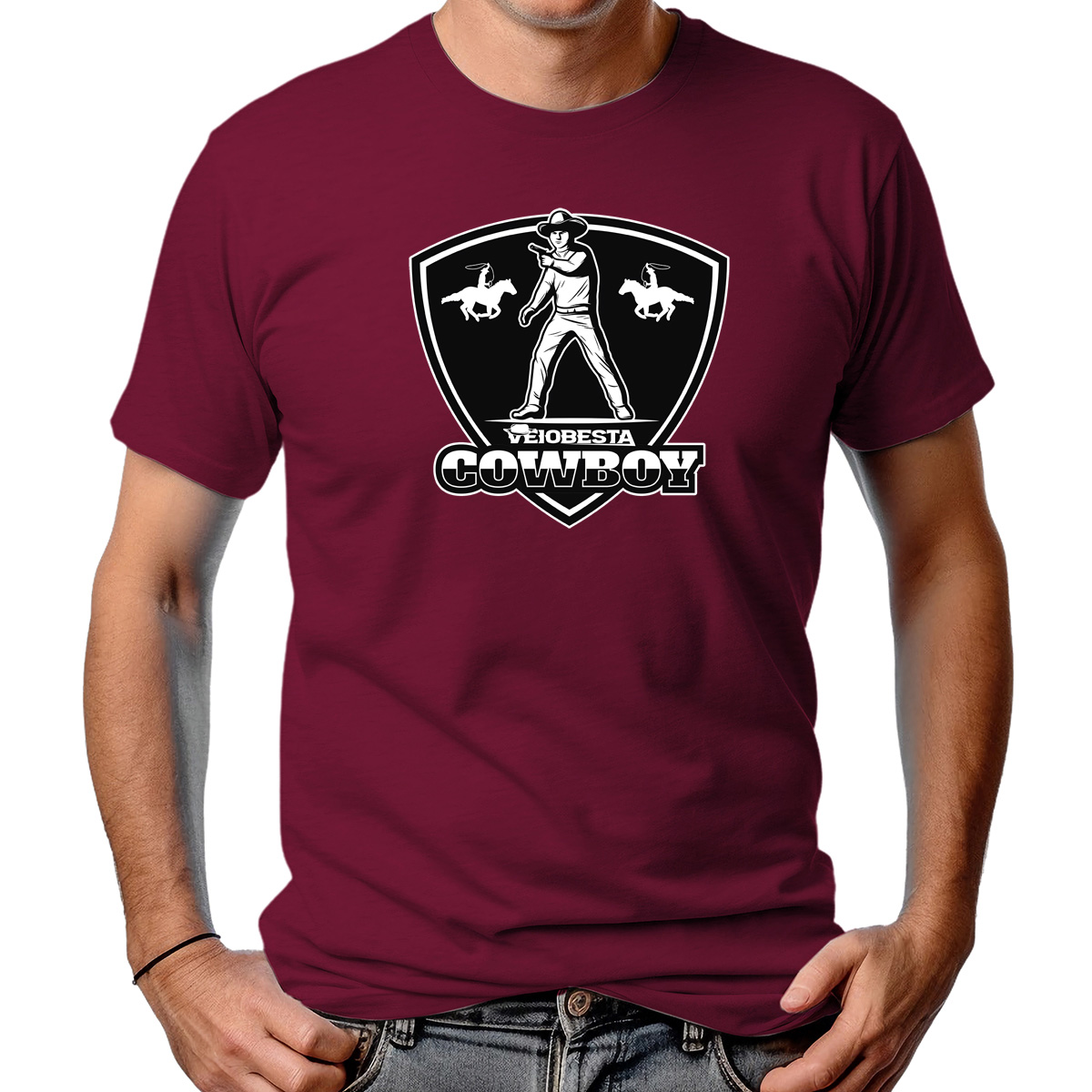 CAMISETA MASCULINA VEIOBESTA COWBOY BLACK