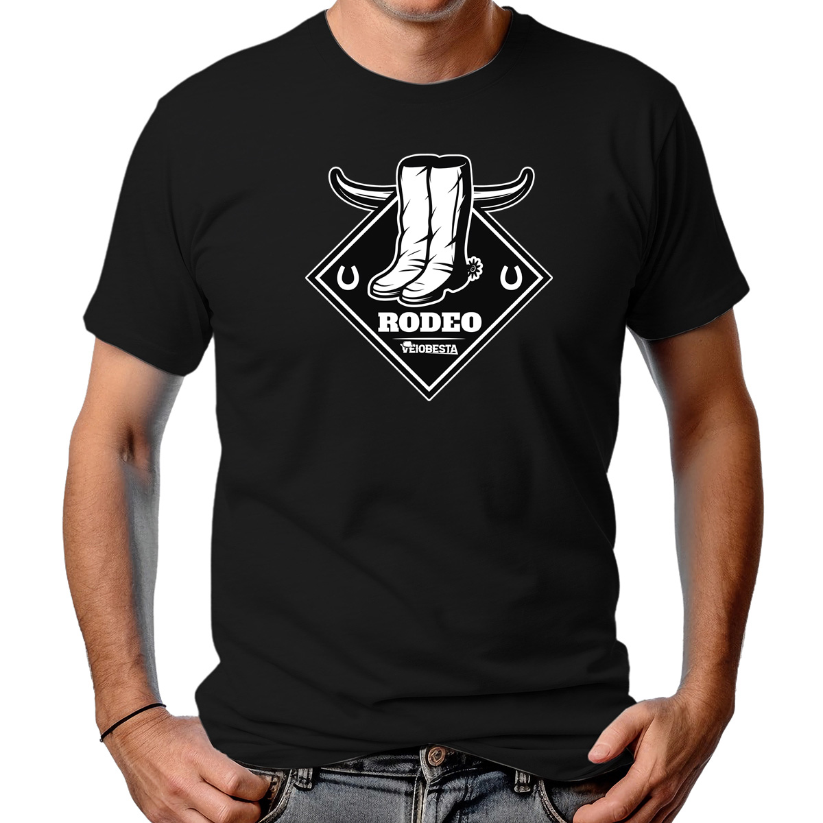CAMISETA MASCULINA RODEO BOOTS BLACK