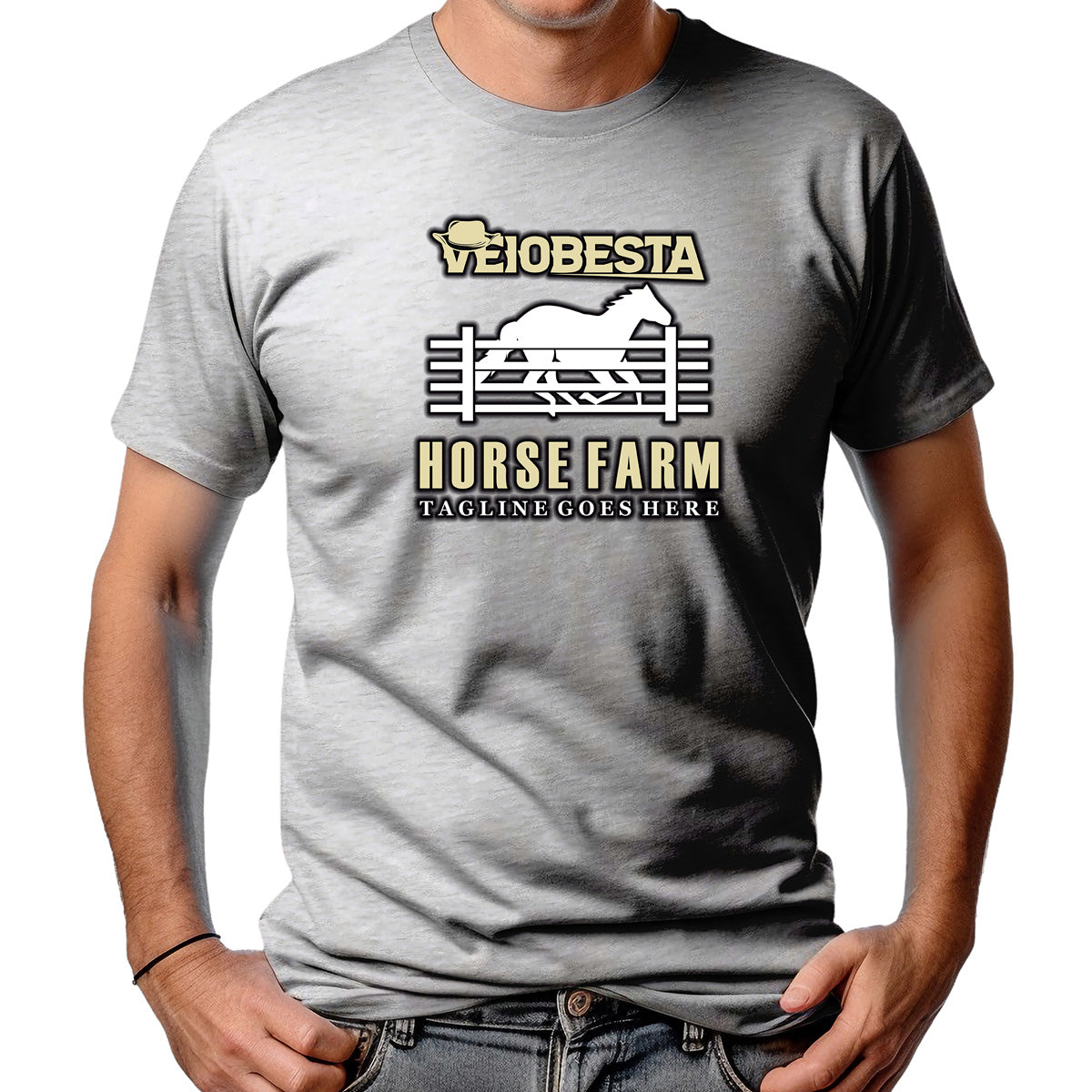 CAMISETA MASCULINA VEIOBESTA HORSE FARM
