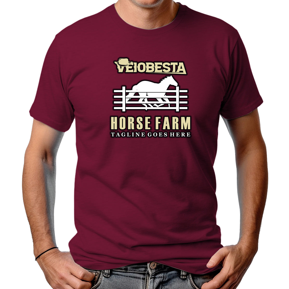 CAMISETA MASCULINA VEIOBESTA HORSE FARM