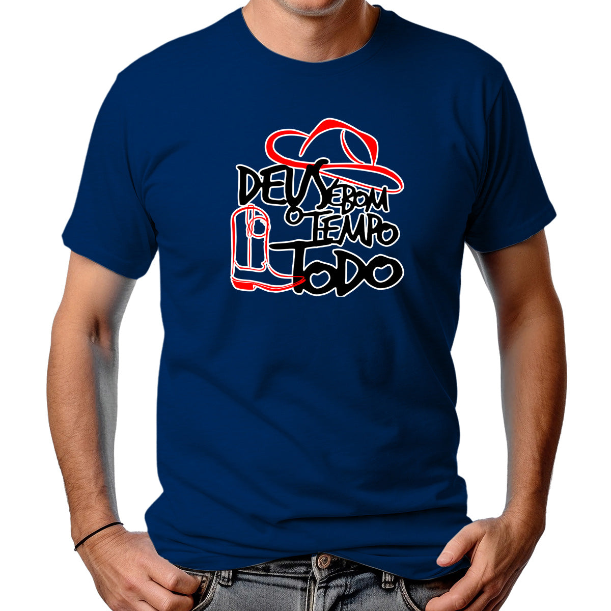 CAMISETA MASCULINA DEUS É BOM O TEMPO TODO