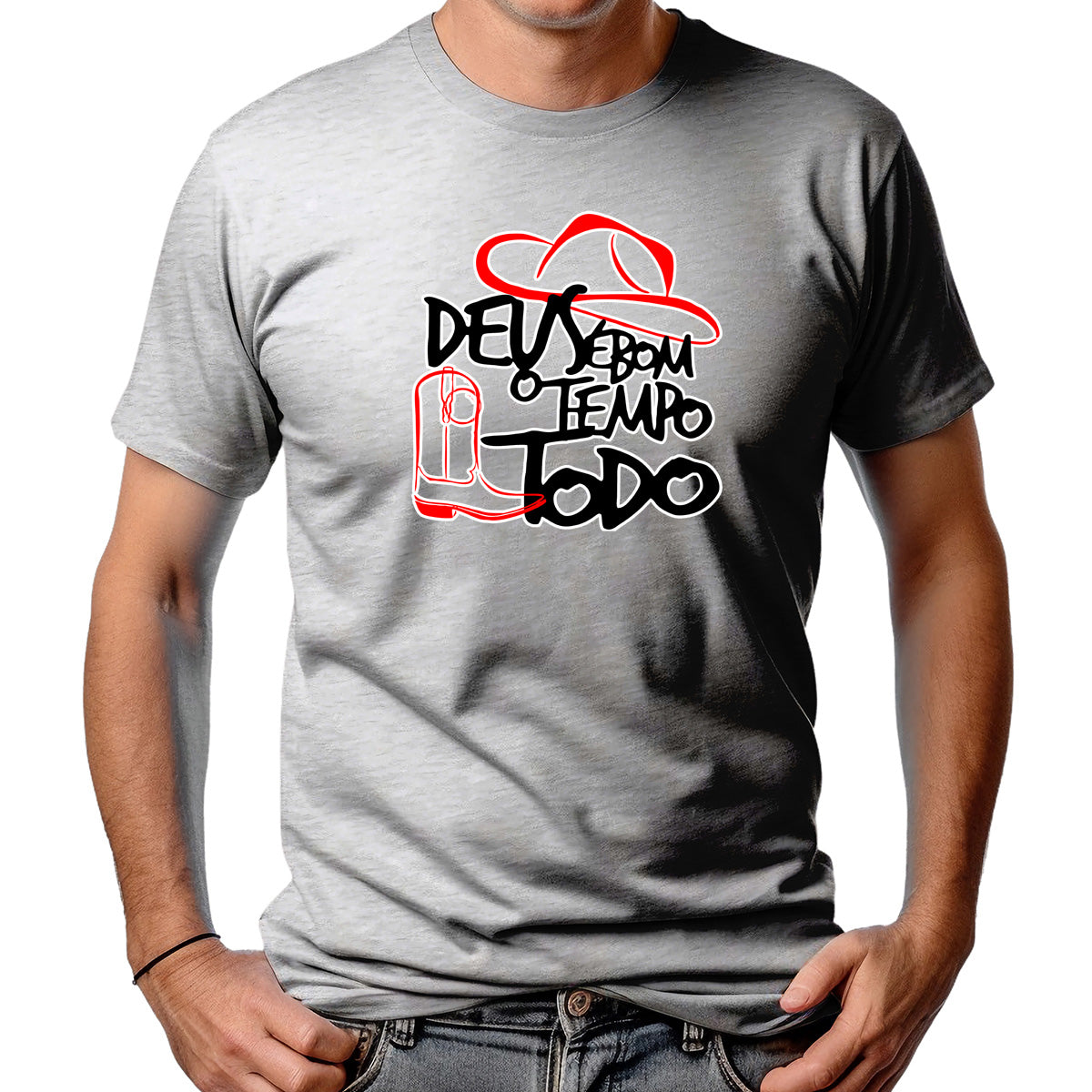 CAMISETA MASCULINA DEUS É BOM O TEMPO TODO