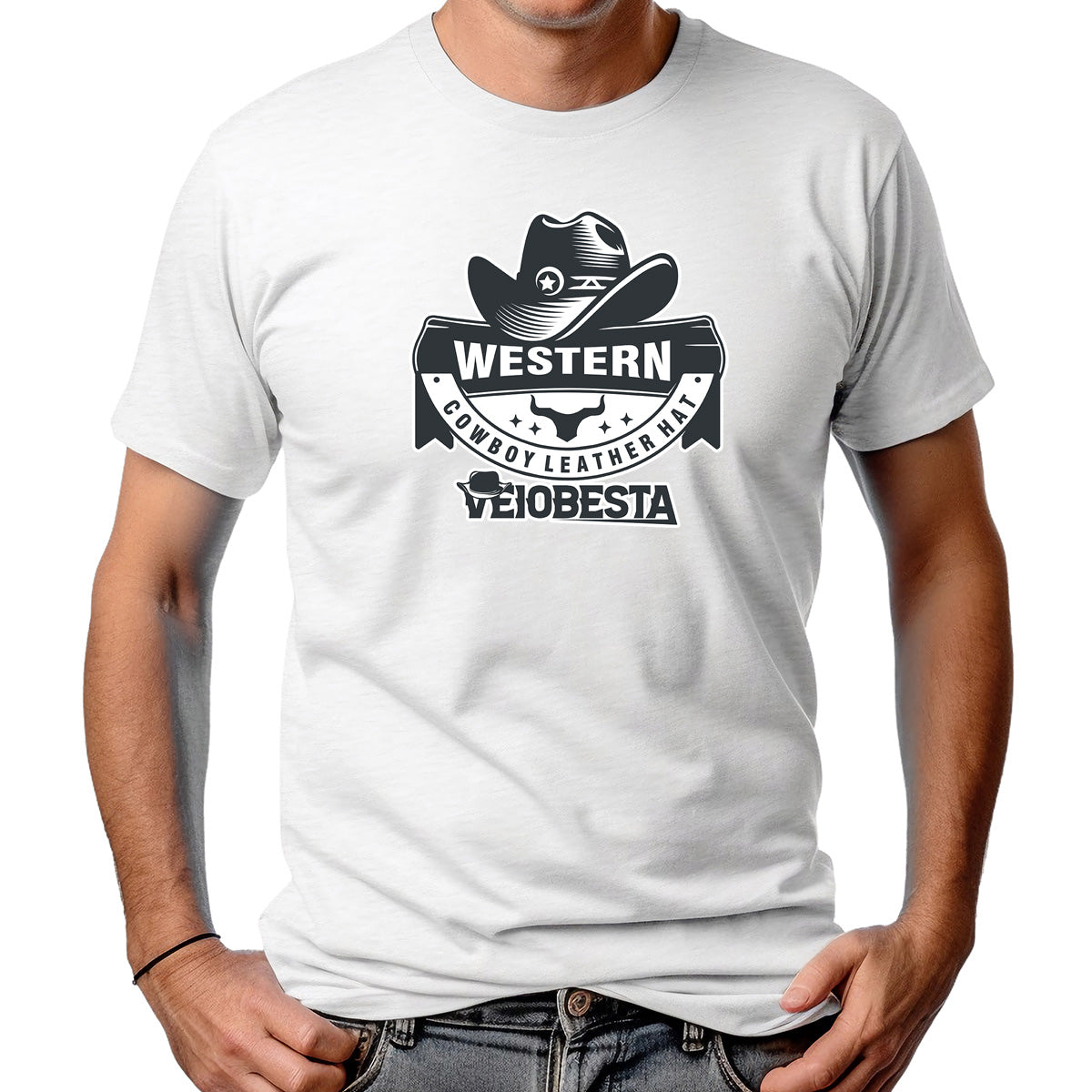CAMISETA MASCULINA CHAPÉU DE COURO