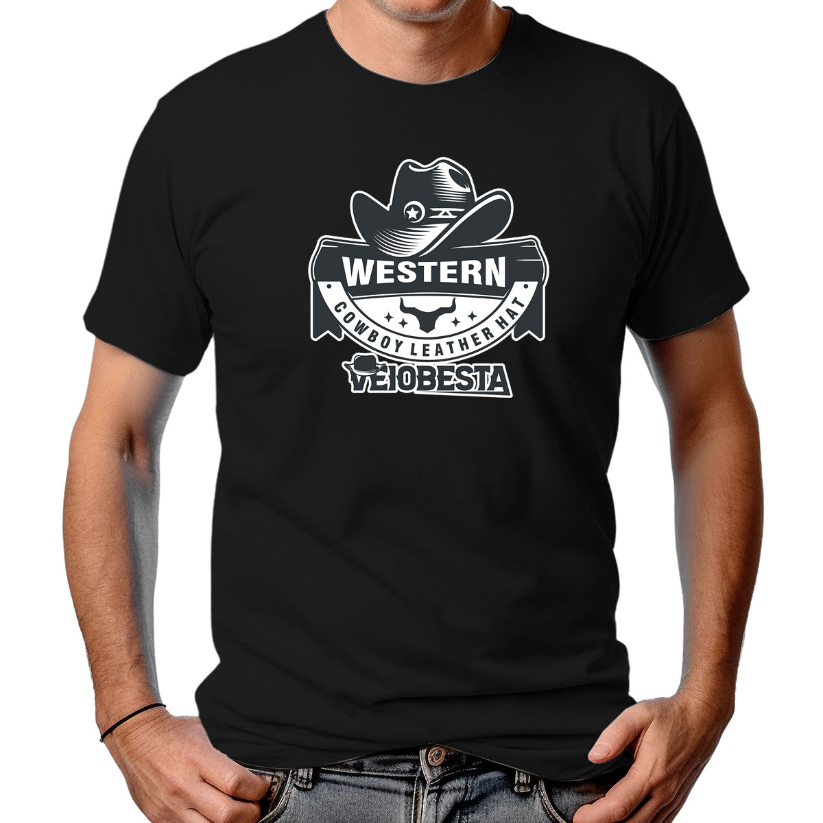 CAMISETA MASCULINA CHAPÉU DE COURO
