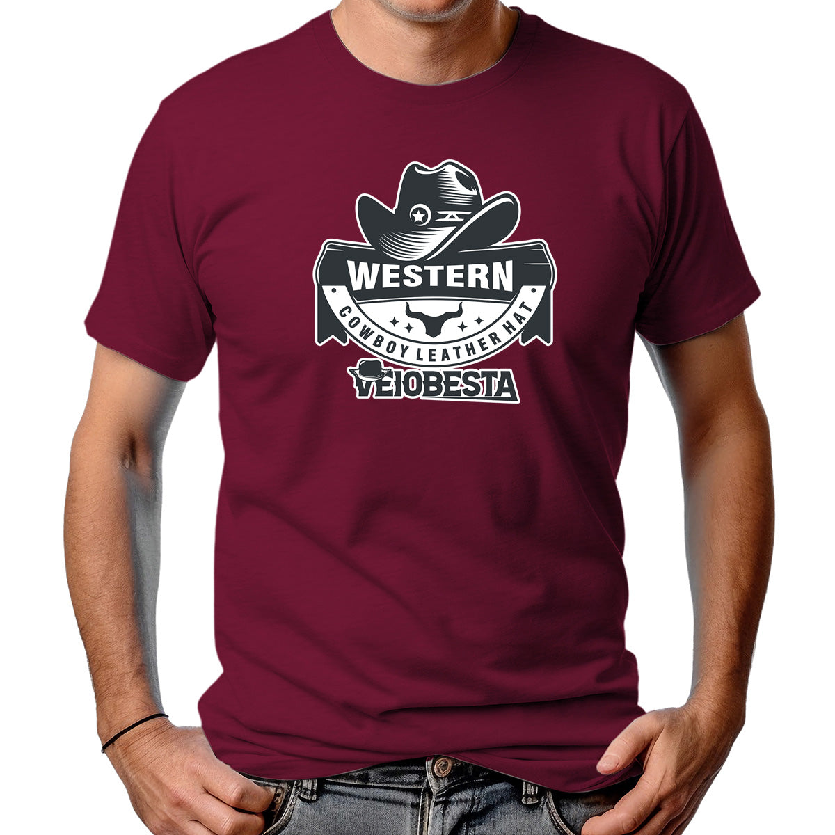 CAMISETA MASCULINA CHAPÉU DE COURO