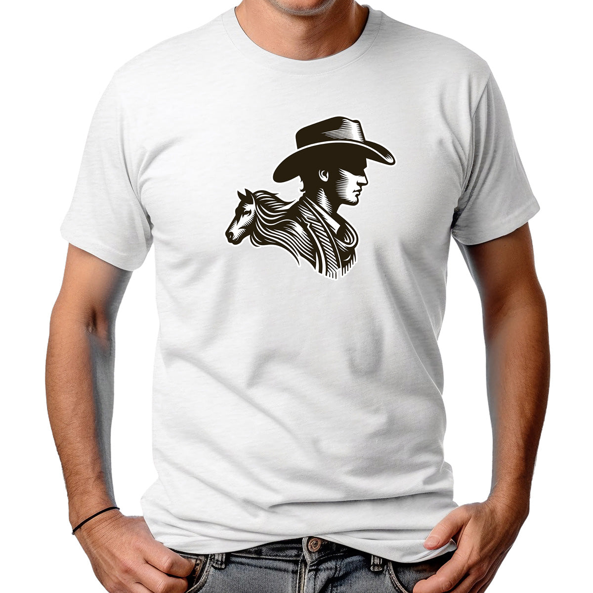 CAMISETA MASCULINA HOMEM E O CAVALO