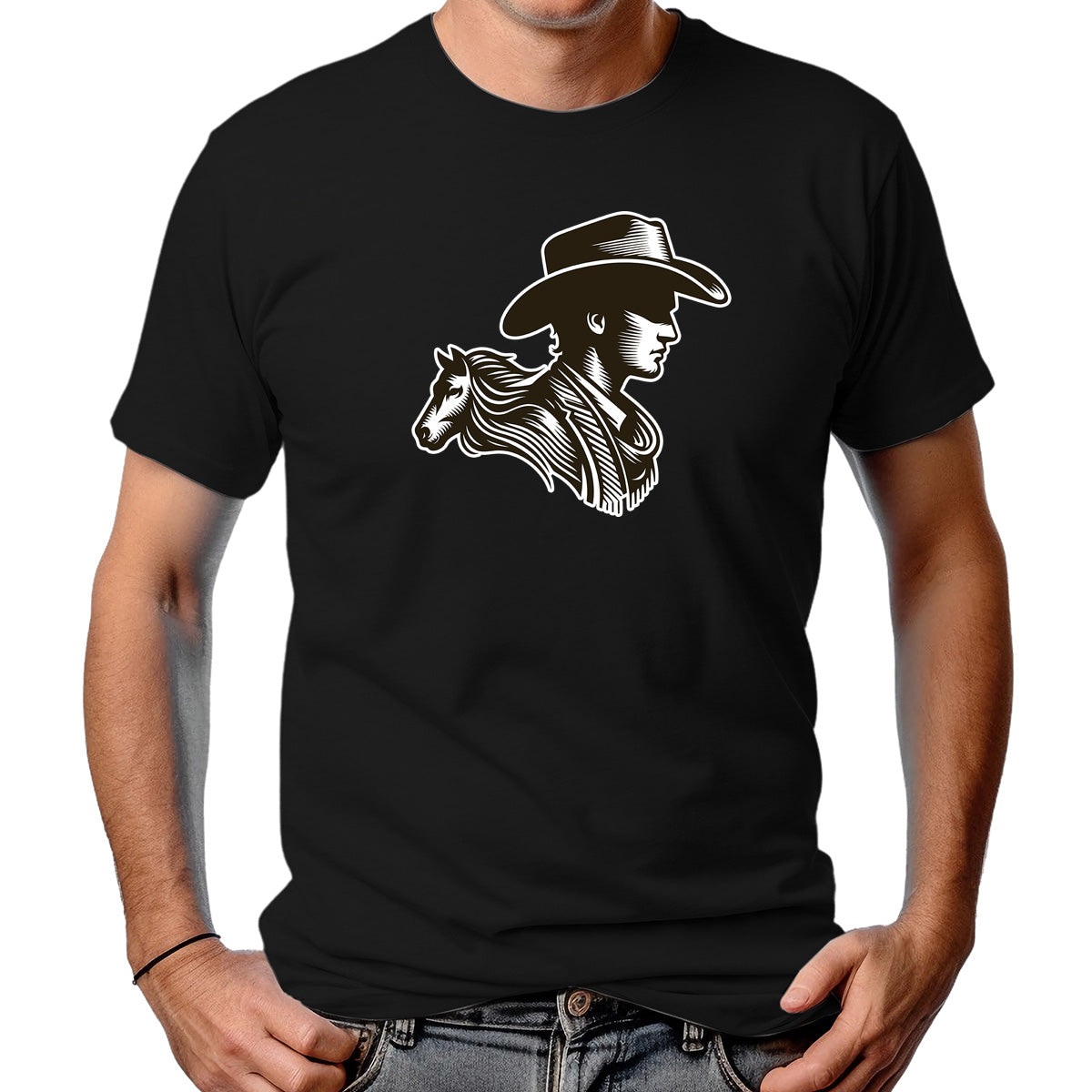 CAMISETA MASCULINA HOMEM E O CAVALO