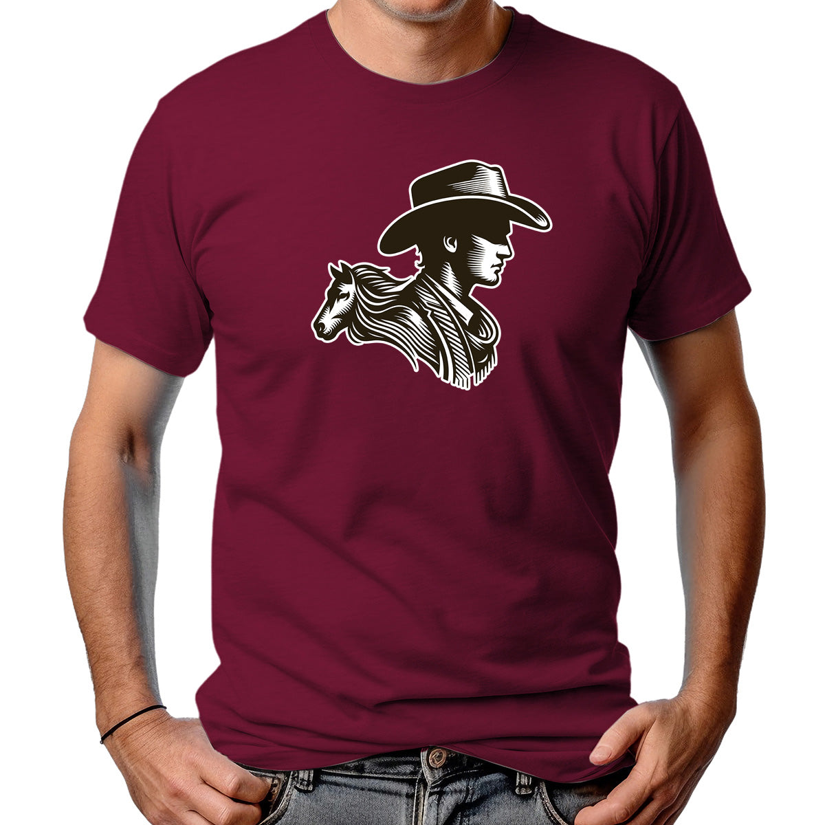 CAMISETA MASCULINA HOMEM E O CAVALO