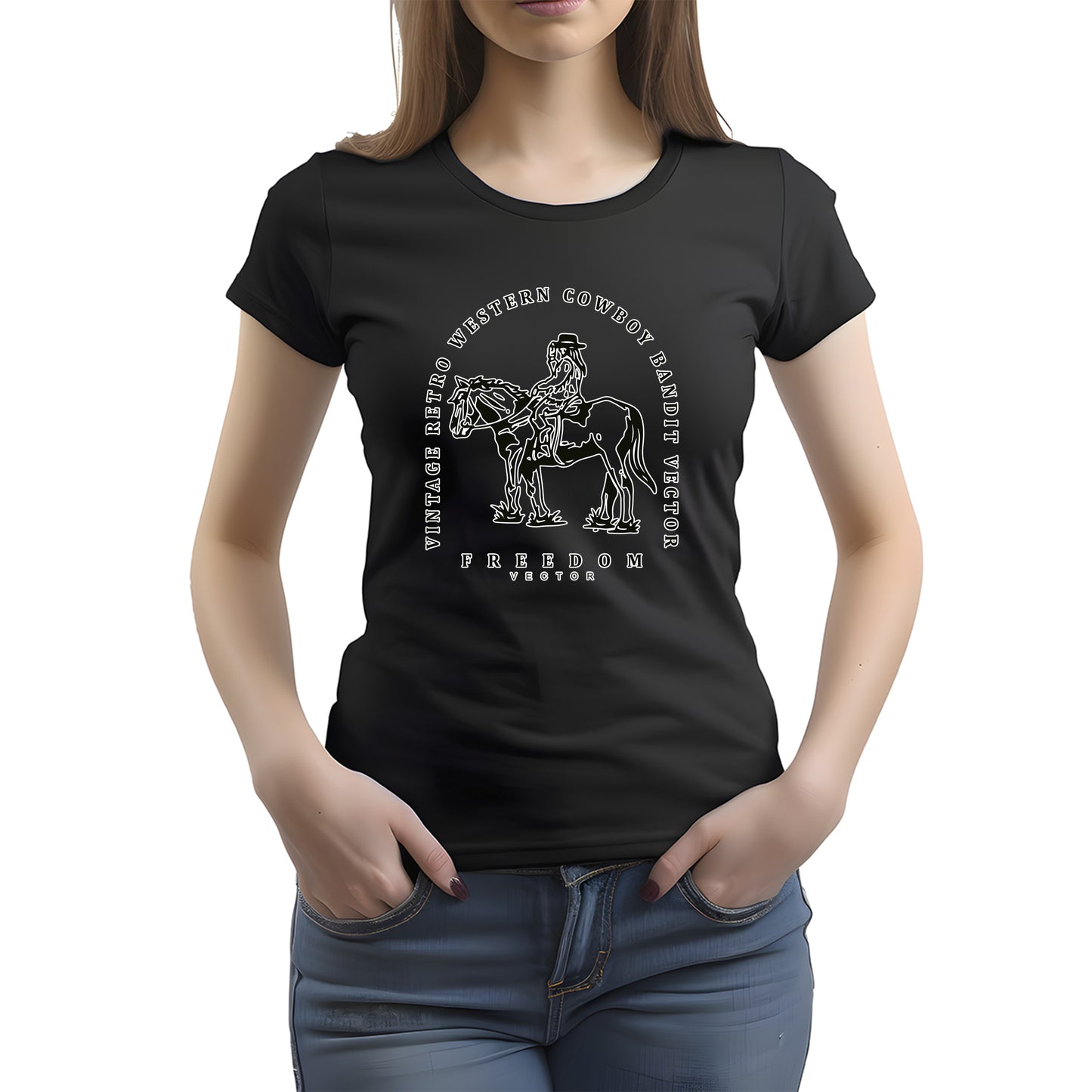 CAMISETA FEMININA VINTAGE WESTERN RETRO