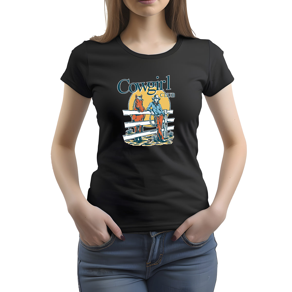CAMISETA FEMININA COWGIRL CLUB FENCE