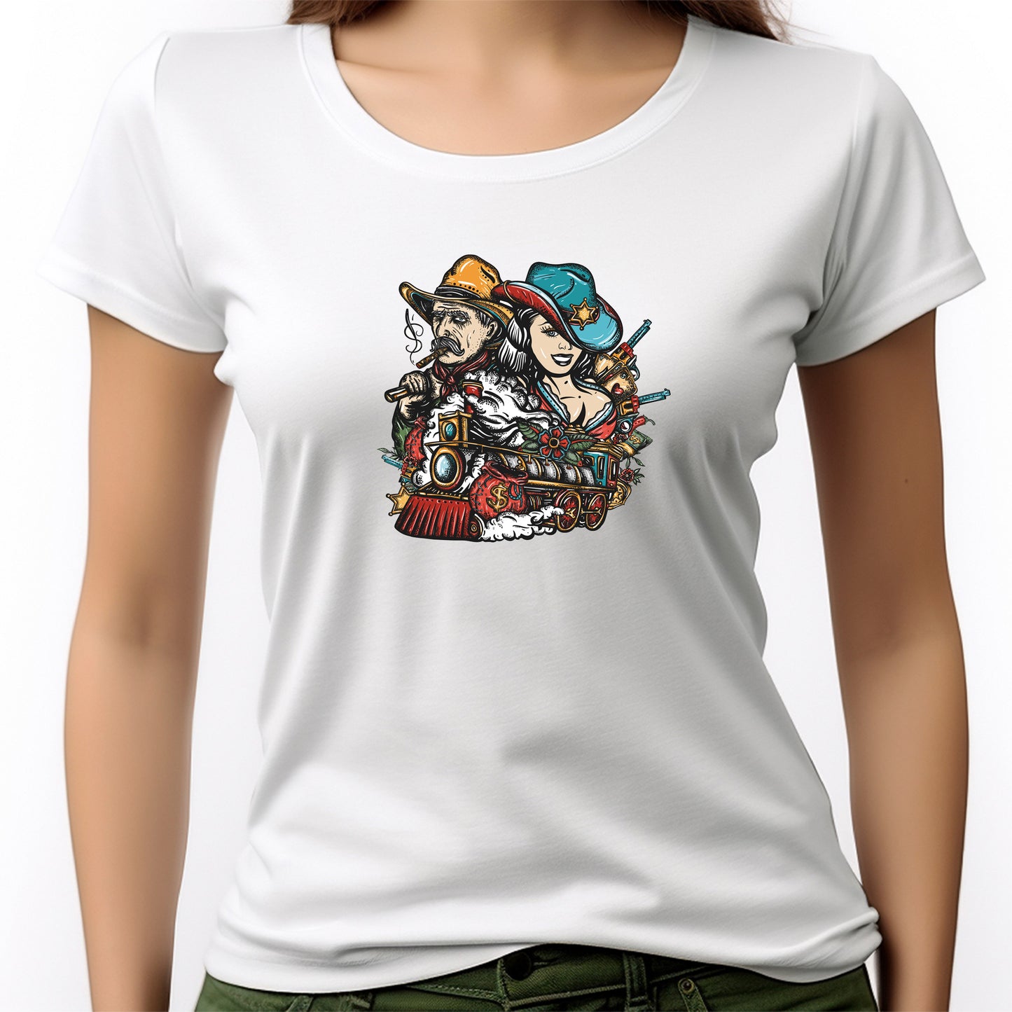 CAMISETA FEMININA OLD CARTOON COUPLE