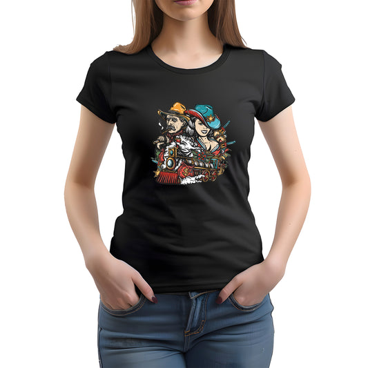 CAMISETA FEMININA OLD CARTOON COUPLE