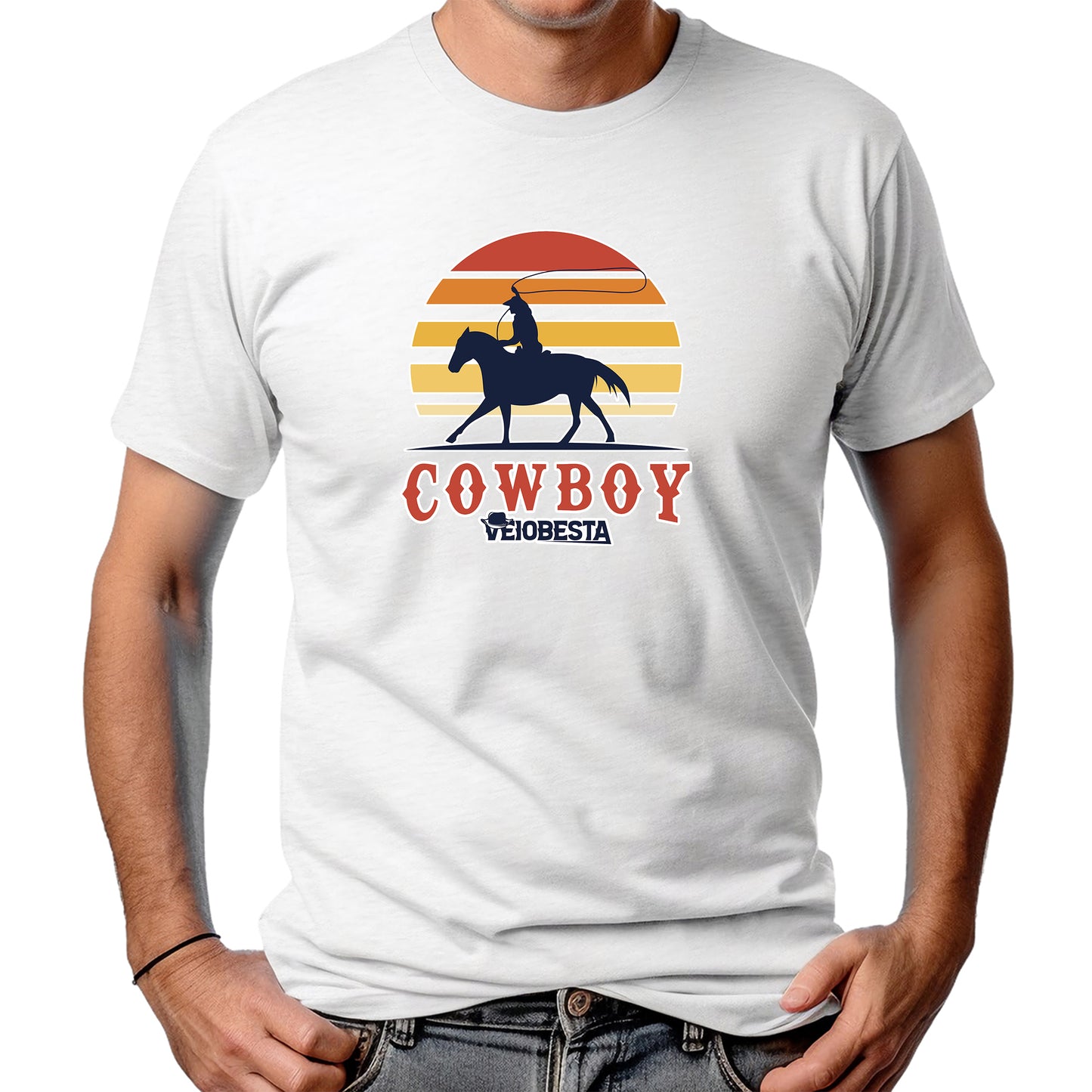CAMISETA MASCULINA COWBOY VEIOBESTA