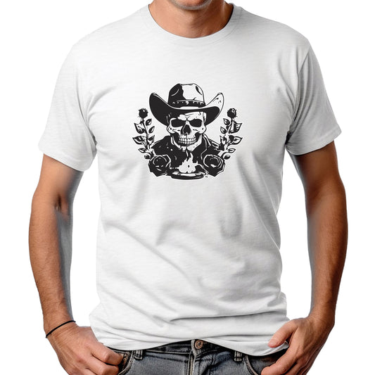 CAMISETA MASCULINA BLACK SKULL FLOWERS