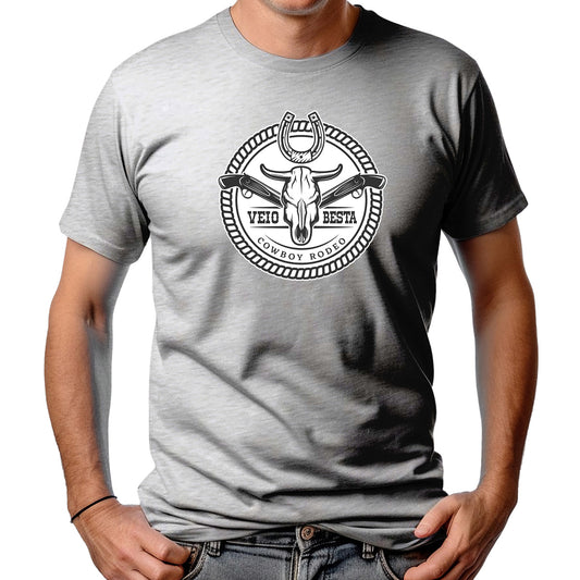 CAMISETA MASCULINA CAVEIRA COWBOY RODEIO