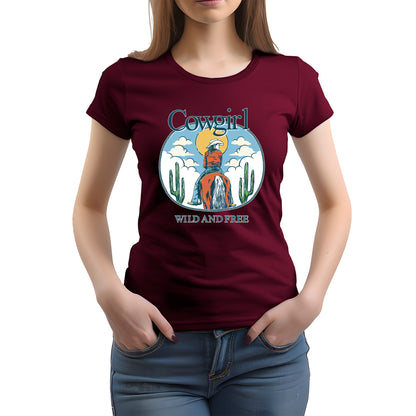 CAMISETA FEMININA COWGIRL WILD AND FREE