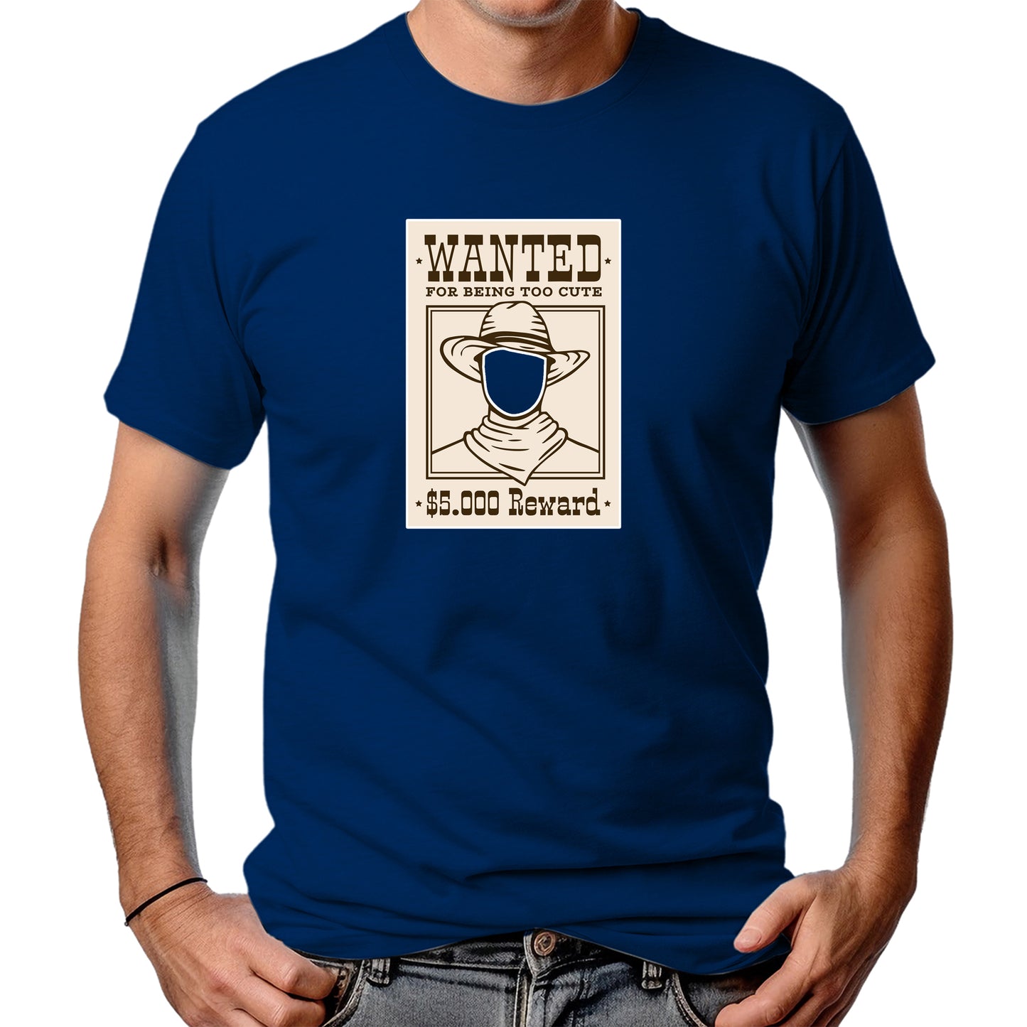 CAMISETA MASCULINA WANTED TOO CUTE