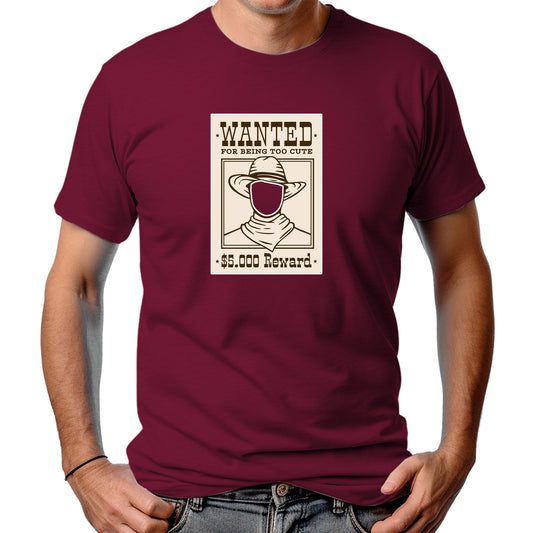 CAMISETA MASCULINA WANTED TOO CUTE
