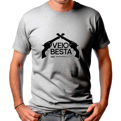 CAMISETA MASCULINA VEIOBESTA DUAL GUN