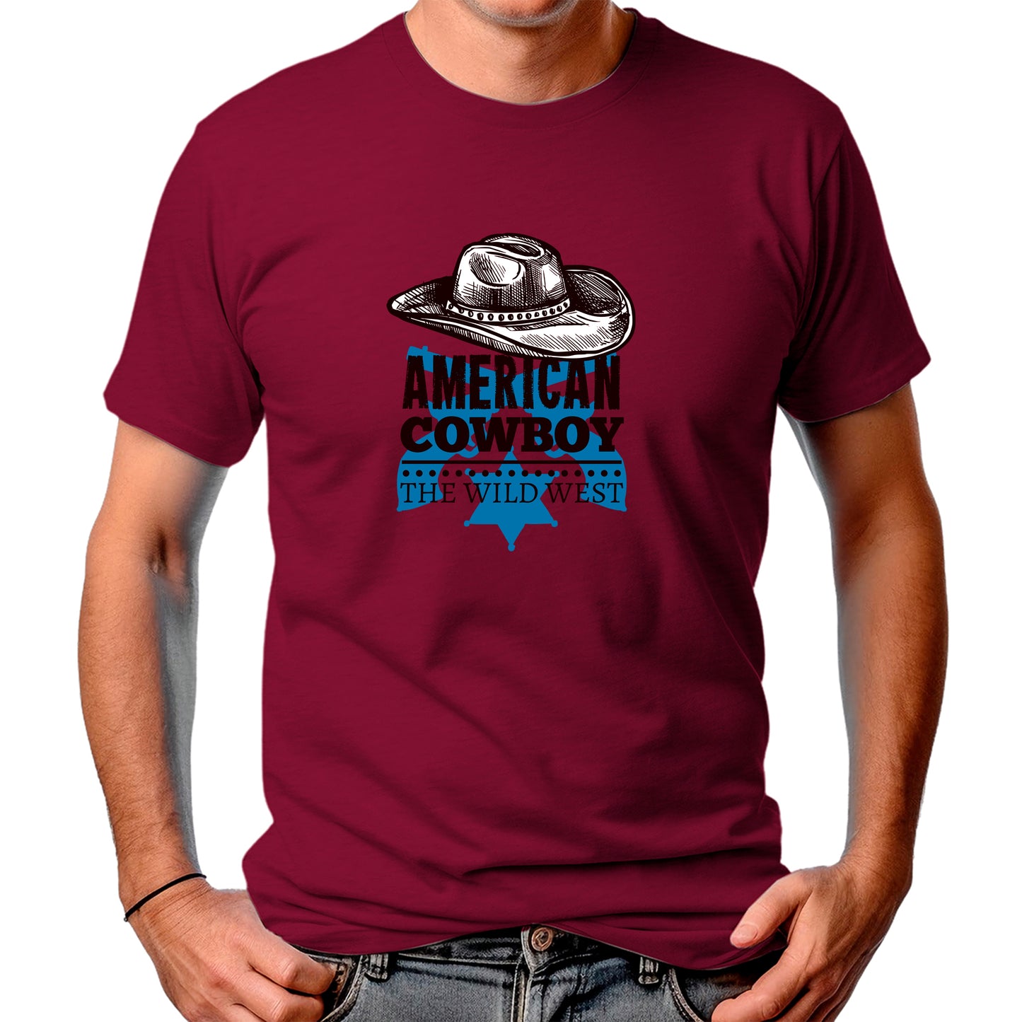 CAMISETA MASCULINA WILD WEST AMERICAN COWBOY
