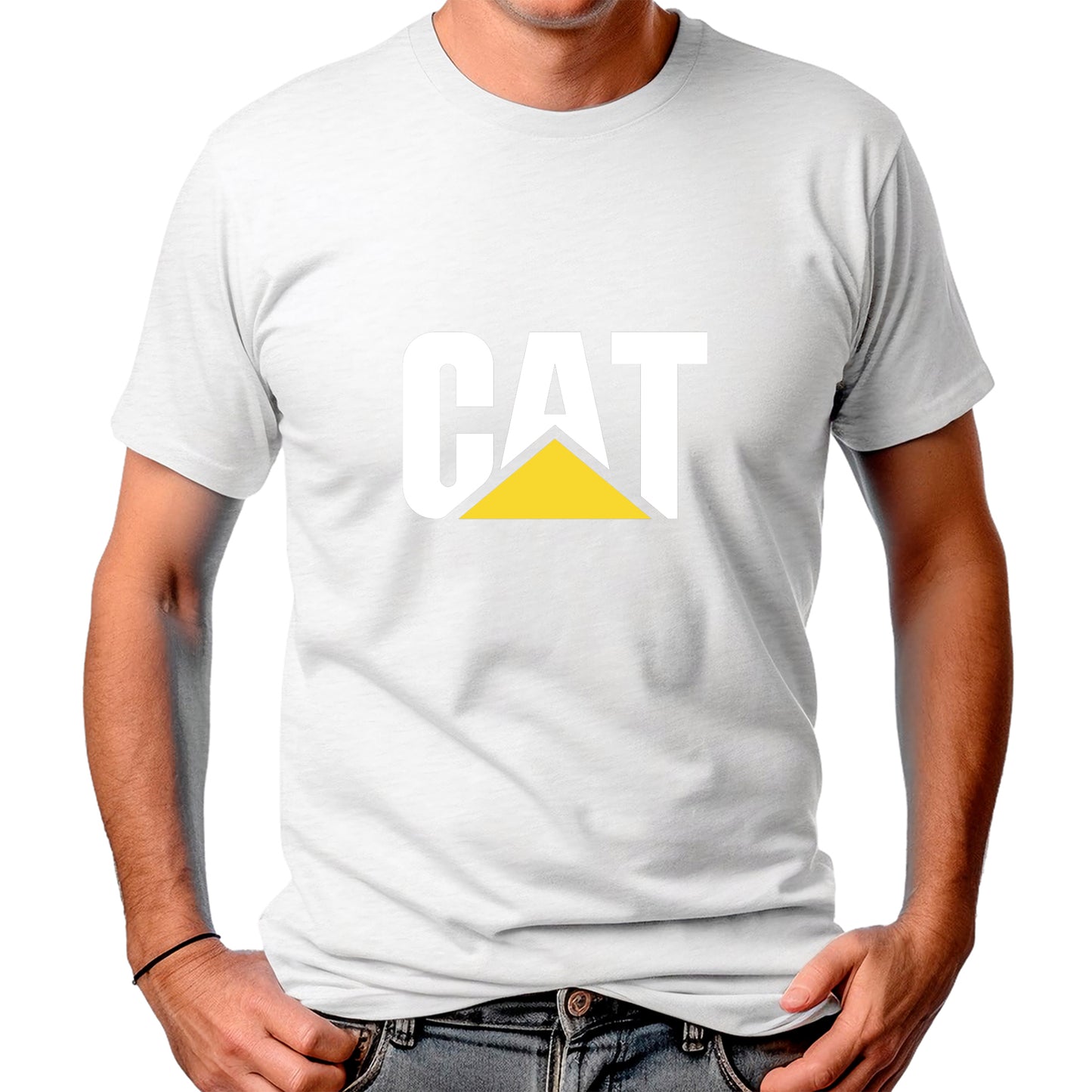 CAMISETA MASCULINA CAT BRANCO