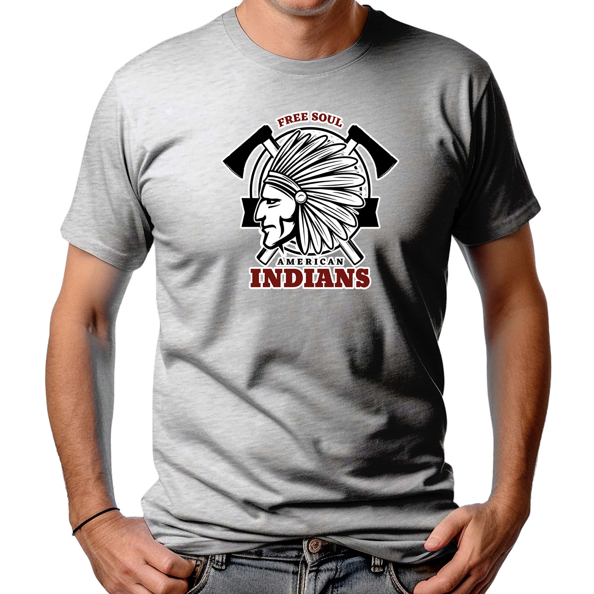 CAMISETA MASCULINA FREE SOUL AMERICAN INDIANS