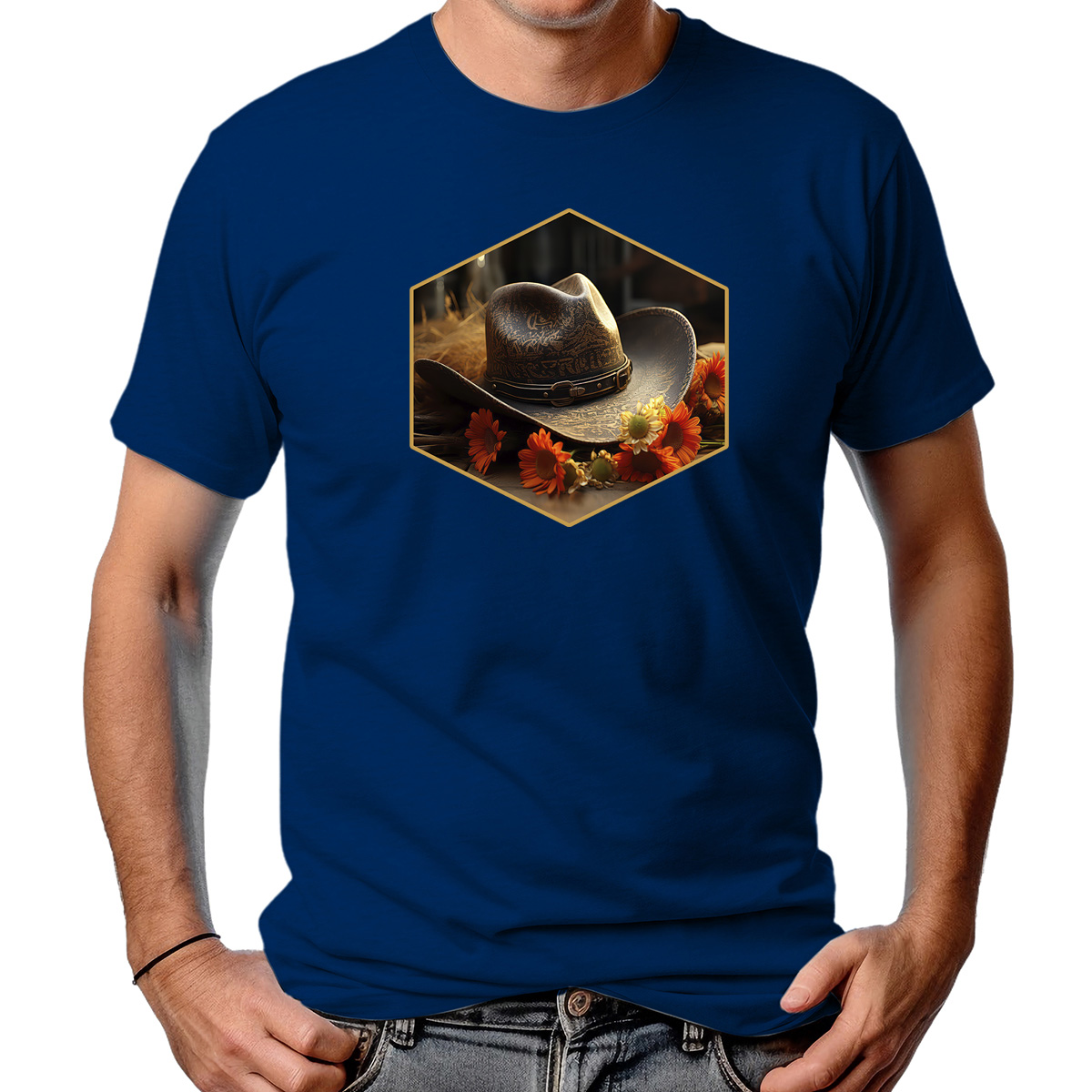 CAMISETA MASCULINA HAT AND ROSES