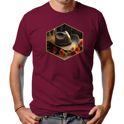 CAMISETA MASCULINA HAT AND ROSES