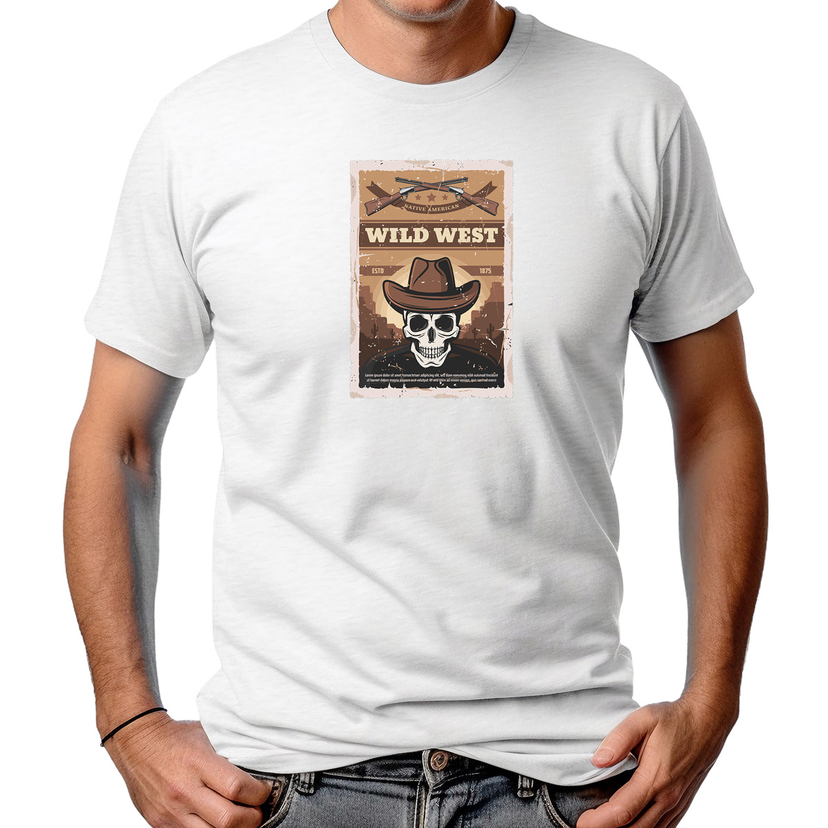 CAMISETA MASCULINA NATIVE AMERICAN WILD WEST