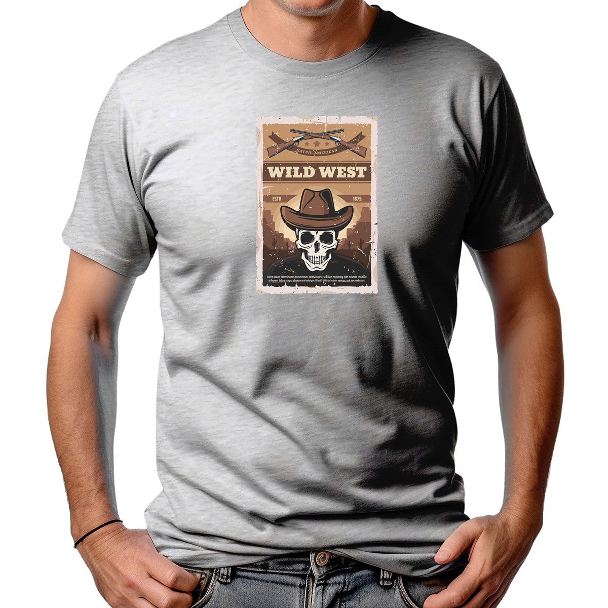 CAMISETA MASCULINA NATIVE AMERICAN WILD WEST