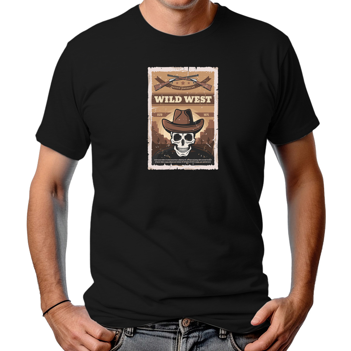 CAMISETA MASCULINA NATIVE AMERICAN WILD WEST