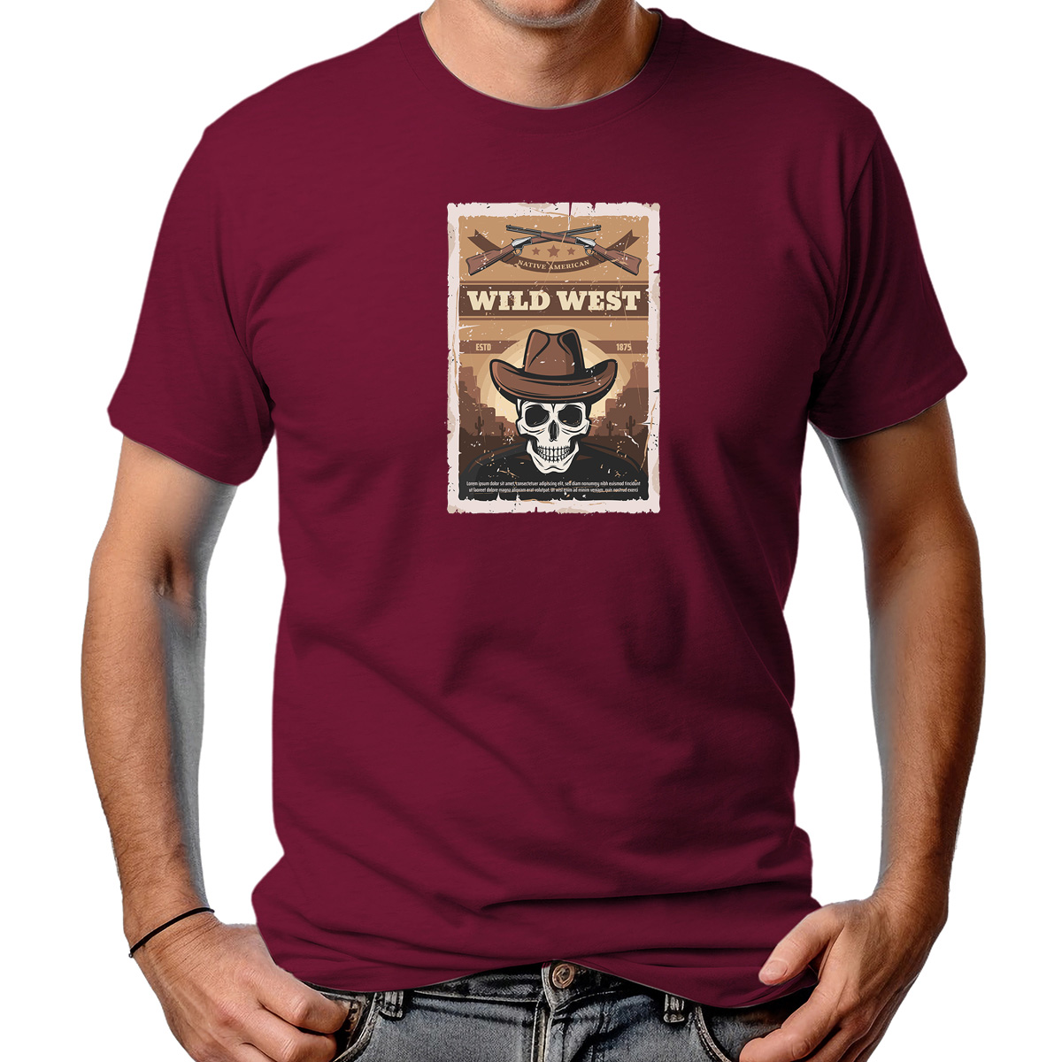 CAMISETA MASCULINA NATIVE AMERICAN WILD WEST