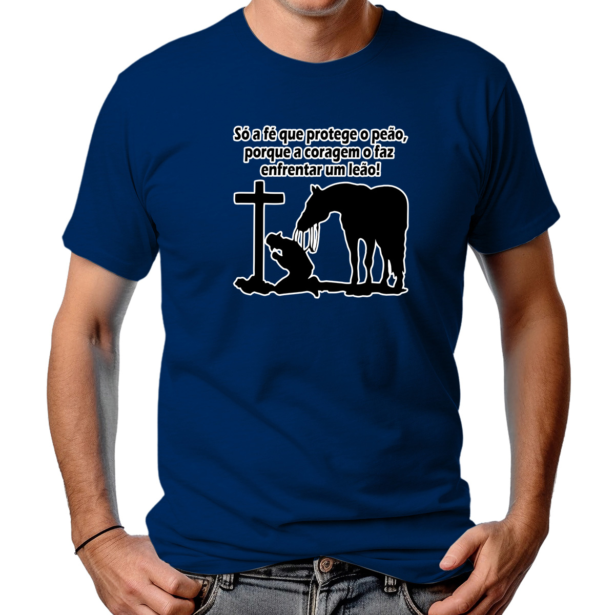 CAMISETA MASCULINA A FÉ PROTEGE